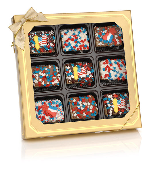 Patriotic Chocolate Dipped Mini Crizpy- Window Gift Box of 9