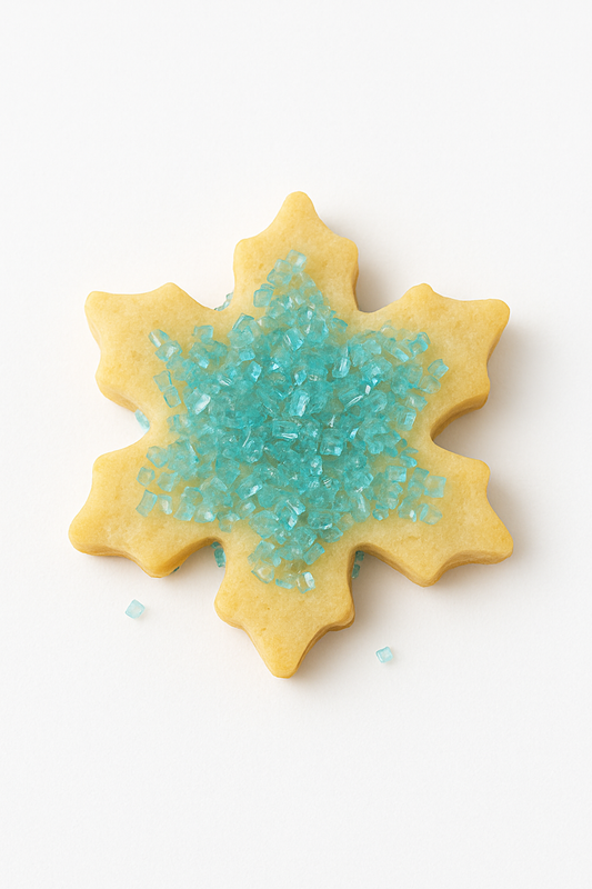 2 Inch Sugar Snowflake Cookie- Blue Sugar Crystals