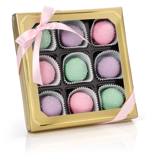 Sweet Pastel Belgian Truffle Cake Bons- Gold Gift Box