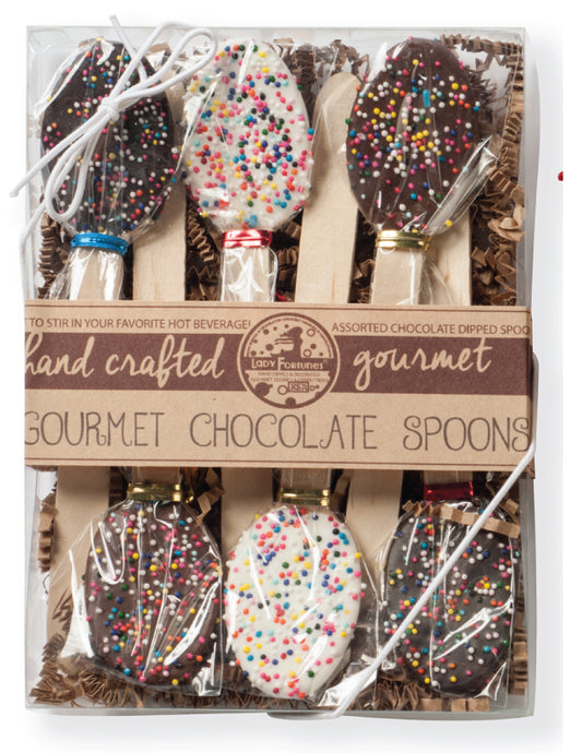 Set of 6 Multi Pariel Stir Chocolate Spoons