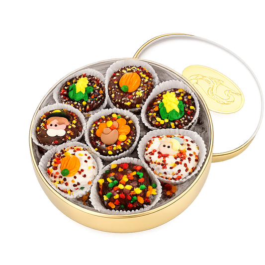 Thanksgiving Hand Dipped & Decorated Sandwich Cookie- Wheel of 16