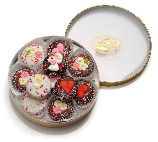 Wedding Hand Dipped & Decorated Sandwich Cookie- Wheel of 16