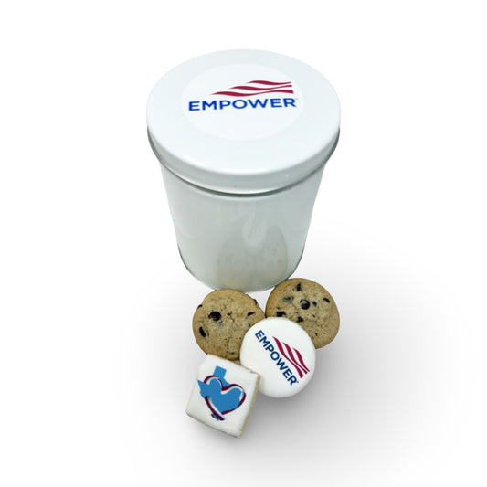 Empower Tin of 20 Cookies- Chocolate Chip and Printed Iced Sugar Cookies