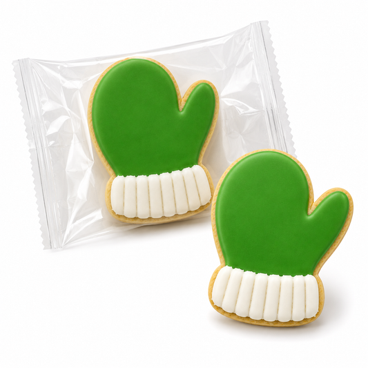 3 Inch Holiday Cookie - Green and White Mitten