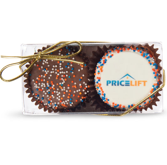 Logo Hand Dipped & Decorated Sandwich Cookie [One Logo + One Plain] -Clear Box of 2
