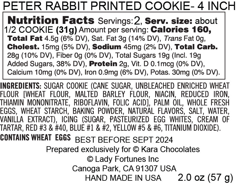 PETER RABBIT PRINTED PLAQUE COOKIE- 4 INCH
