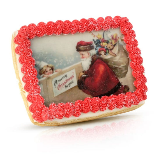 Vintage Santa Iced Cookie Card- Single