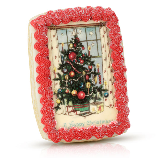 Vintage Christmas Tree Iced Cookie Card- Single