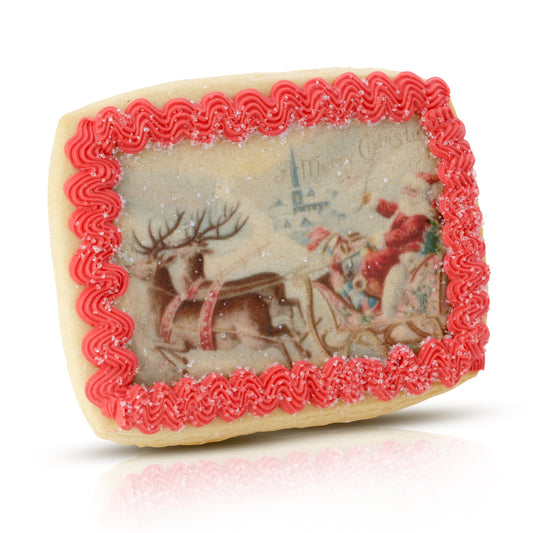 Vintage Santa's Sleigh Cookie Card-Naked Single